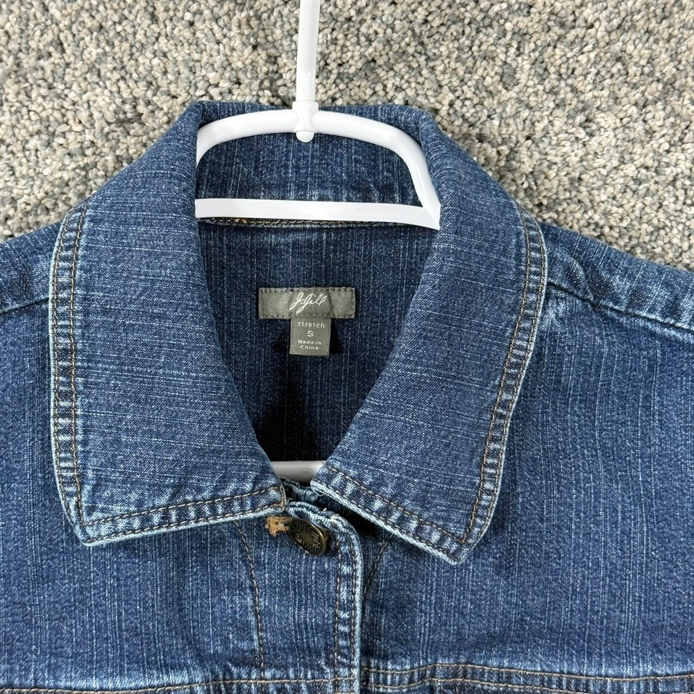 J. Jill Women Blue Stretch Denim Jacket Button Front Small RN 97641 - Picture 11 of 13